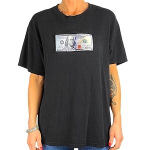 Twenty1Rich $100 Shirt Size Large Black Hologram Dollar Bill